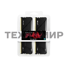 Оперативная память Kingston Fury Beast, DDR4, 64GB (2x32GB), 3200MHz, CL16, DIMM, с радиатором, RGB, черный