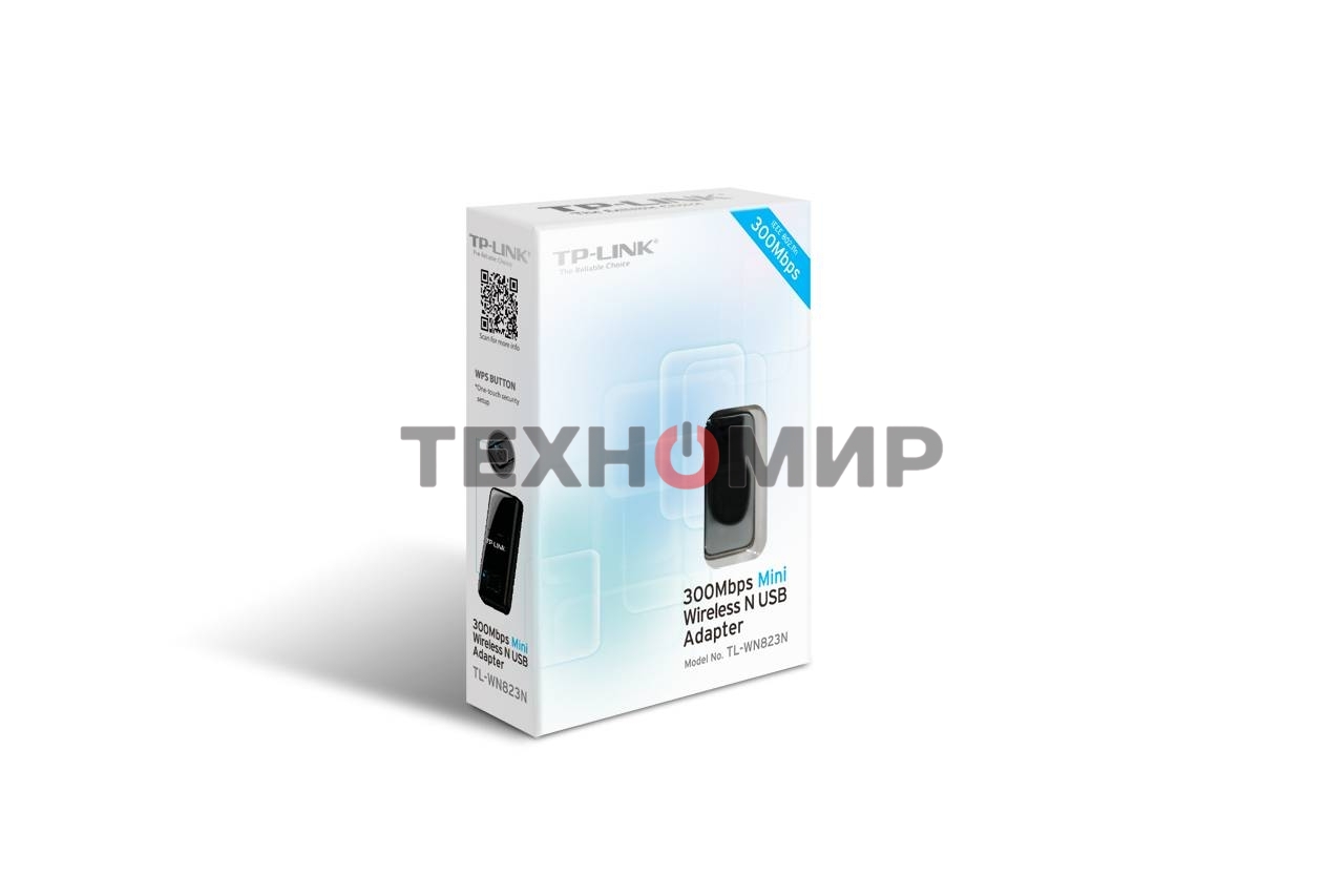 Сетевой адаптер TP-Link SOHO TL-WN823N Беспроводной USB мини адаптер 300 Мбит/с стандарта N c кнопкой QSS(Realtec)