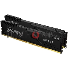 Оперативная память Kingston Fury Beast, DDR4, 16GB (2x8GB), 3600MHz, CL17, DIMM, с радиаторами, черный