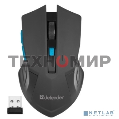Мышь беспроводная Defender Accura MM-275 синий, 1600 dpi, радиоканал, USB, кнопки - 6