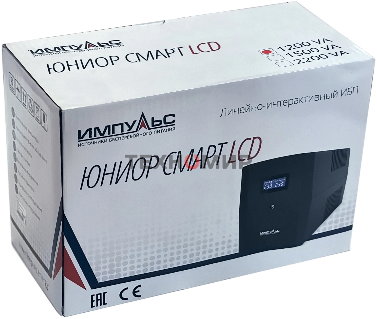 Источник бесперебойного питания Импульс ЮНИОР СМАРТ 1200, 1200/720 ВА/Вт, LCD, USB, RJ11/RJ45, SCHUKOx4