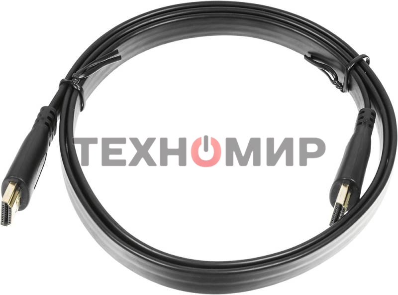 Кабель аудио-видео Buro Flat HDMI (m)/HDMI (m) 1м. черный