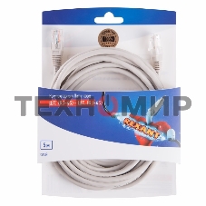 Пaтч-корд Rexant U/UTP, cat.5e, RJ45-RJ45, неэкранированный, PVC серый, 5м