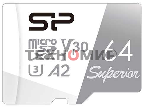 Флеш карта microSD 64Gb Silicon Power Superior Pro A2 microSDXC Class 10 UHS-I U3 Colorful 100/80 Mb/s (SD адаптер)