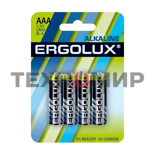 Элемент питания алкалиновый Ergolux LR03 BL-4 LR03 BL-4 1.5В Alkaline (блист.4шт)