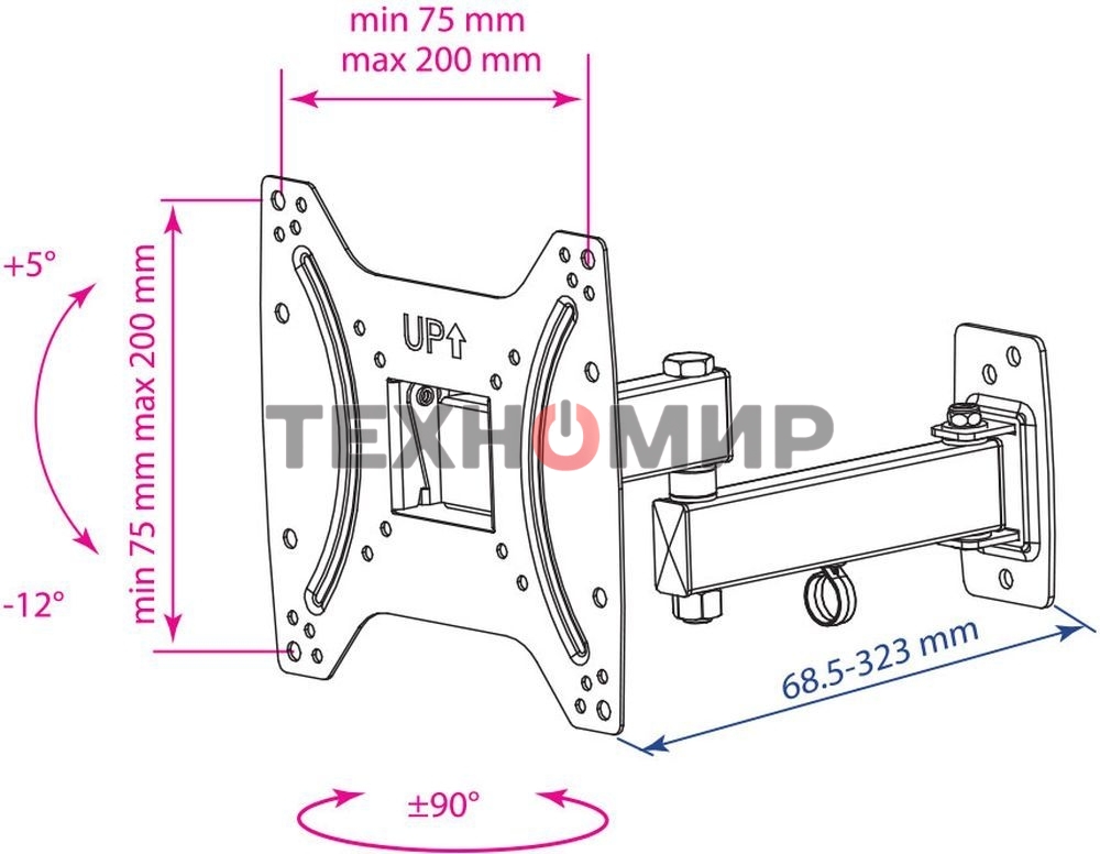 Крепеж Kromax OPTIMA-204 черный Кронштейн для LED/LCD телевизоров 15