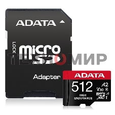 Флеш карта MICRO SDXC 512Gb W/AD. AUSDX512GUI3V30SA2-RA1 ADATA