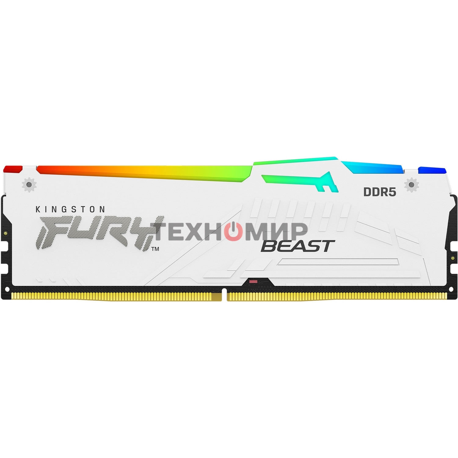 Оперативная память Kingston Fury Beast, DDR5, 32Gb (1x32GB), 5600MHz, CL36, DIMM, радиатор, RGB, белый