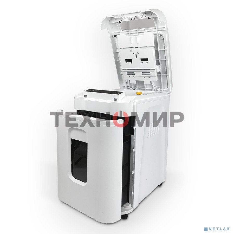 Шредер Heleos АП37-5 белый/белый с автоподачей (секр.P-5) фрагменты 220лист. 37лтр. скрепки скобы пл.карты