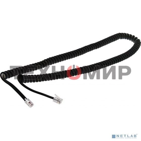 Телефонный шнур Rexant витой трубочный RJ-10(4P-4C), длина 7 м., черный