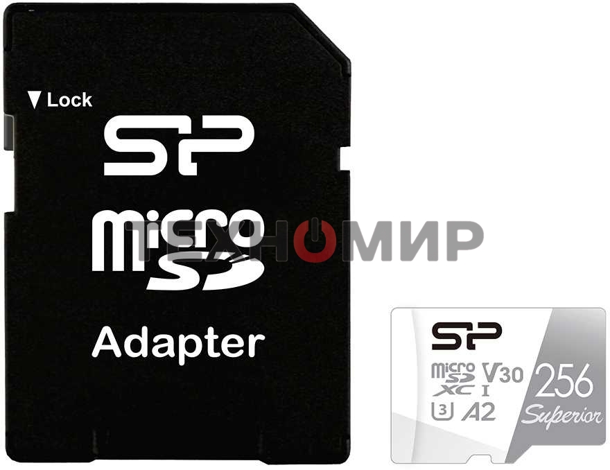 Флеш карта microSD 256Gb Silicon Power Superior Pro A2 microSDXC Class 10 UHS-I U3 Colorful 100/80 Mb/s (SD адаптер)