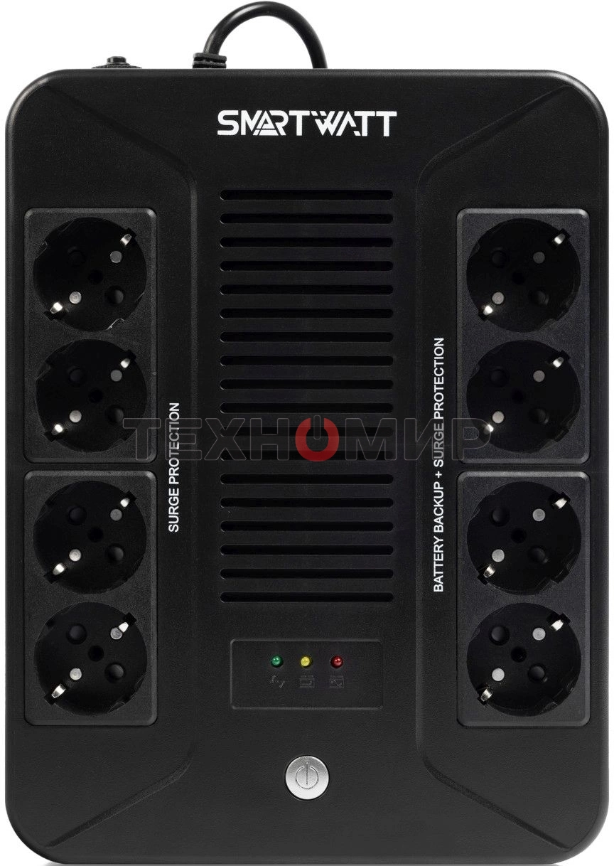 Источник бесперебойного питания SMARTWATT UPS SAFE PRO 600 Line-interactive 600VA/360W Brick (Euro x8, LED, 275x210x95(мм), 4,8 кг, гарантия 24мес.