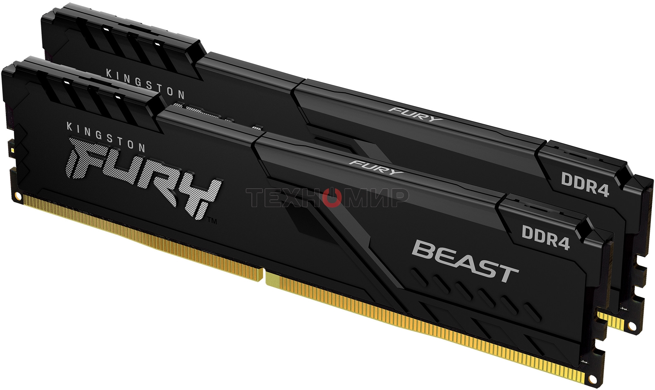 Оперативная память Kingston Fury Beast, DDR4, 32GB (2x16GB), 3200MHz, CL16, DIMM, с радиатором, черный