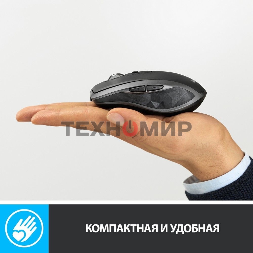 Мышь беспроводная Logitech MX Anywhere 2S графитовый, 4000 dpi, радиоканал, Bluetooth, USB, кнопки - 7