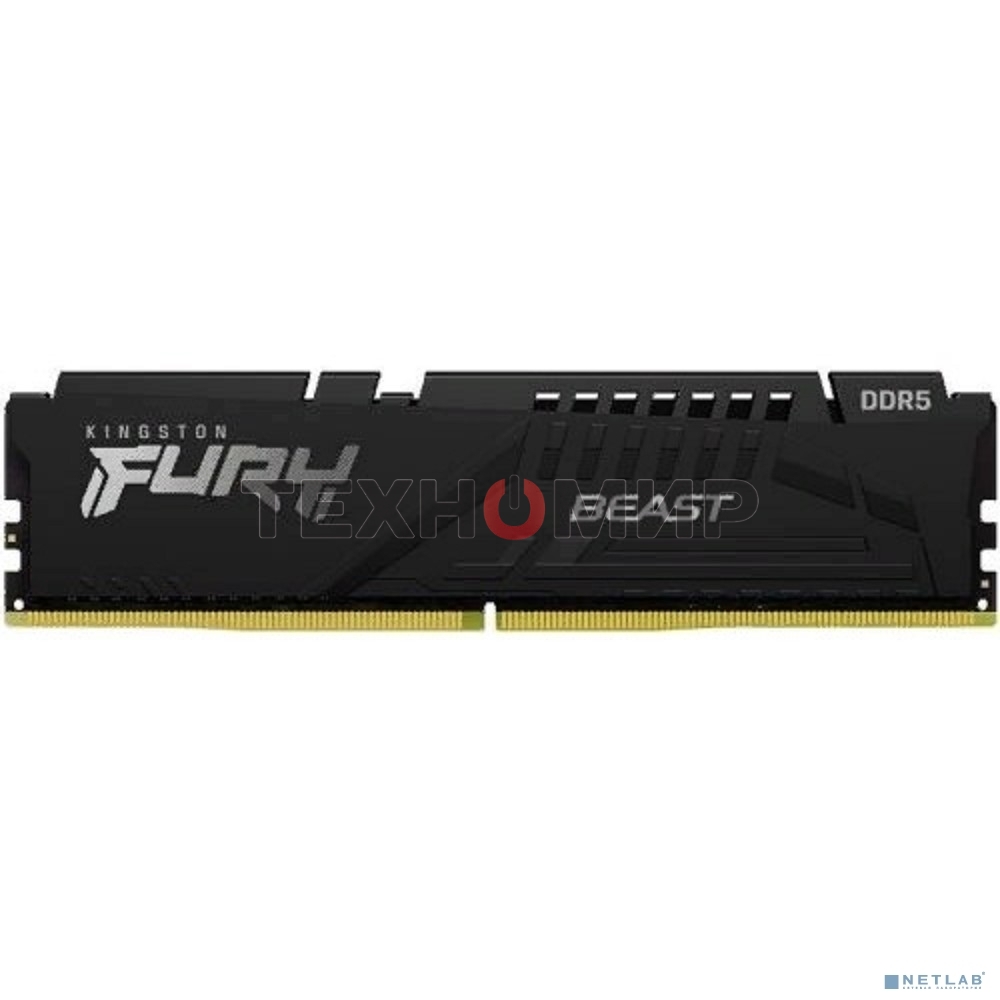 Оперативная память Kingston Fury Beast, DDR5, 32GB (1x32 GB), 6000 MHz, CL36, DIMM, радиатор, черный