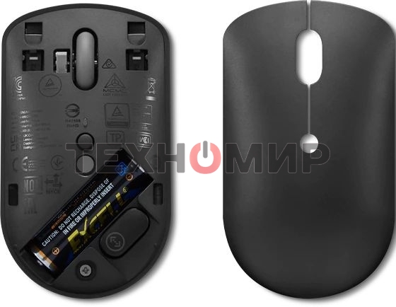Мышь беспроводная Lenovo 400 черный, 2400 dpi, радиоканал, USB-C, кнопки - 4