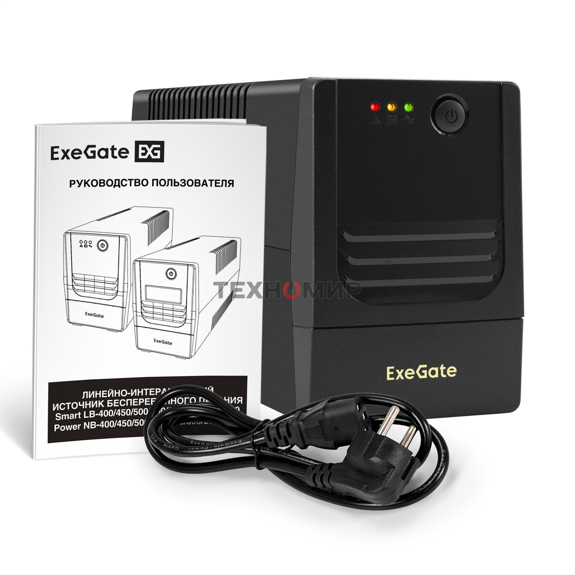 Источник бесперебойного питания ExeGate Power NB-600.LED.AVR.4C13 (600VA/360W, LED, AVR, 4*C13, батарея 12V 7.2Ah, Black)