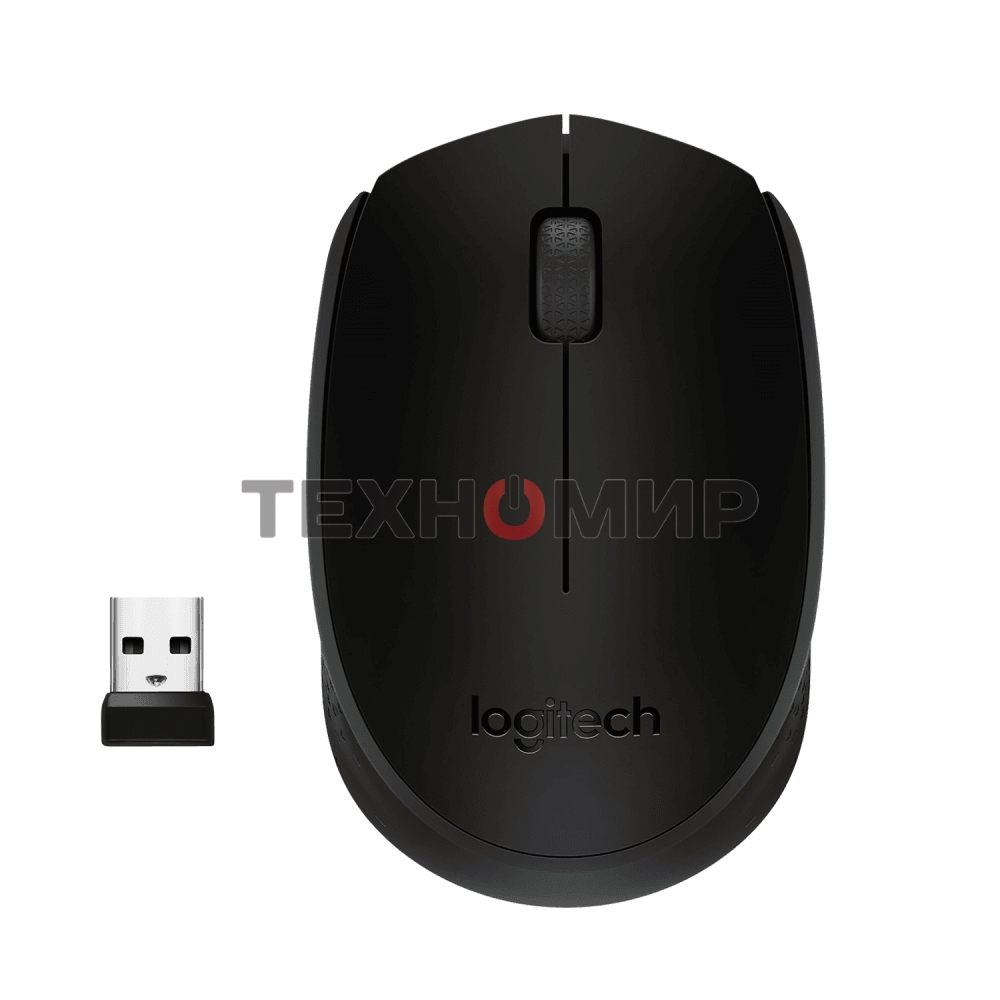 Мышь беспроводная Logitech M171 черный/серый, 1000 dpi, радиоканал, USB, кнопки - 3