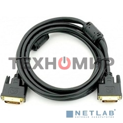 Кабель DVI dual link (25M-25M) 5м ExeGate, 2 фильтра, позолоченные контакты