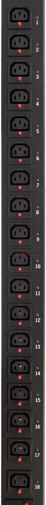 Блок распределения питания Powercom PDU-16AVMS20-18C13-2C19 18xC13+2xC19, 16A, 1,5U (1968234)