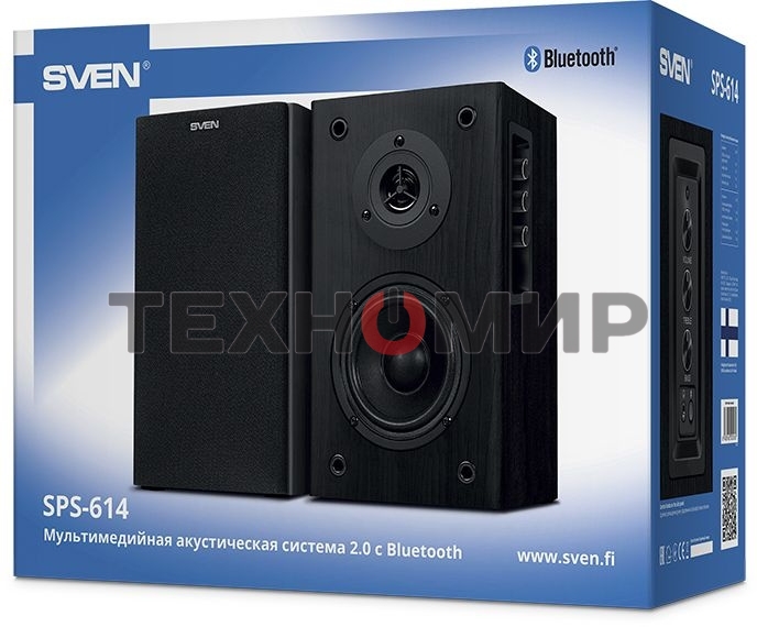 Акустическая система Sven SPS-614 2.0 (2x20W, Bluetooth, дерево, black)