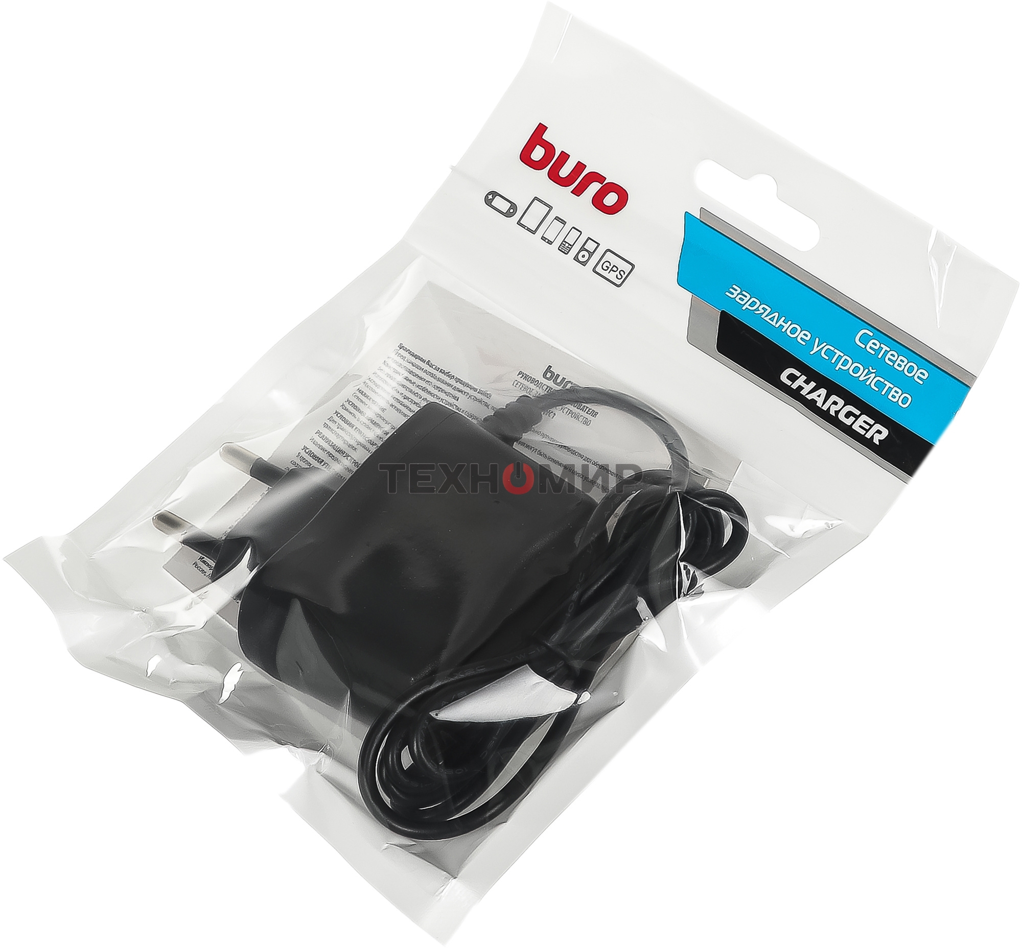 Сетевое зарядное устройство Buro BUWC1 2A кабель USB Type C черный