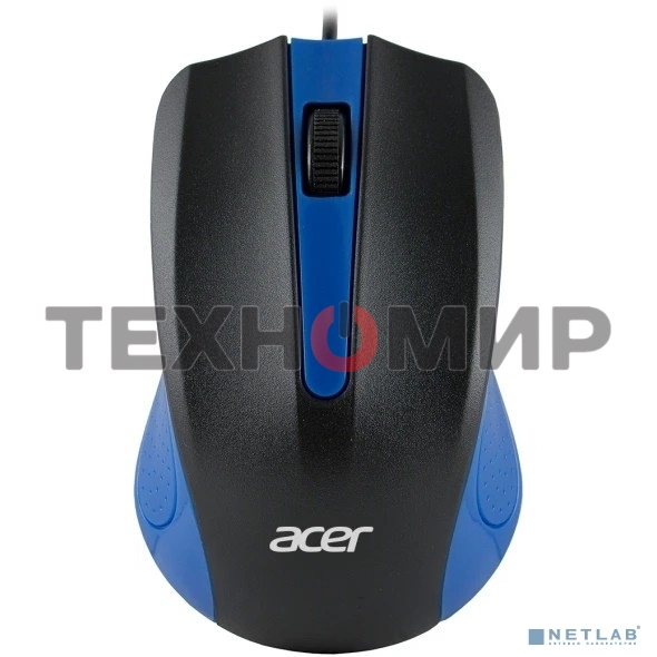 Мышь проводная Acer OMW011 черный/синий, 1200 dpi, USB, кнопки - 3