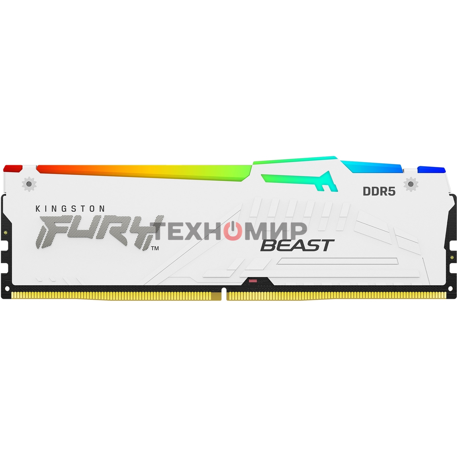 Оперативная память Kingston Fury Beast, DDR5, 32Gb (2x16GB), 5600MHz, CL36, DIMM, радиатор, RGB, белый