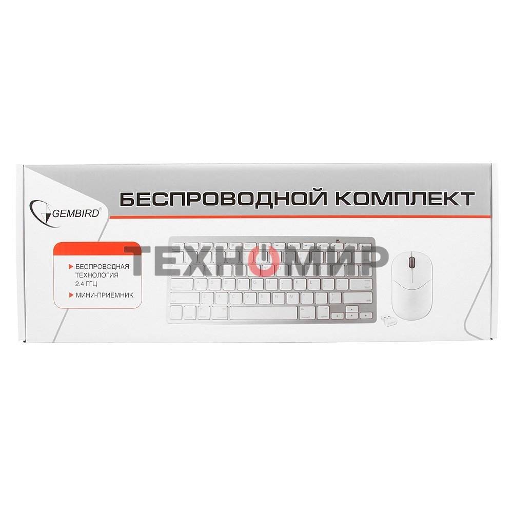 Комплект клавиатура+мышь Gembird KBS-7001-RU беспроводной, USB, 1600 DPI, белый