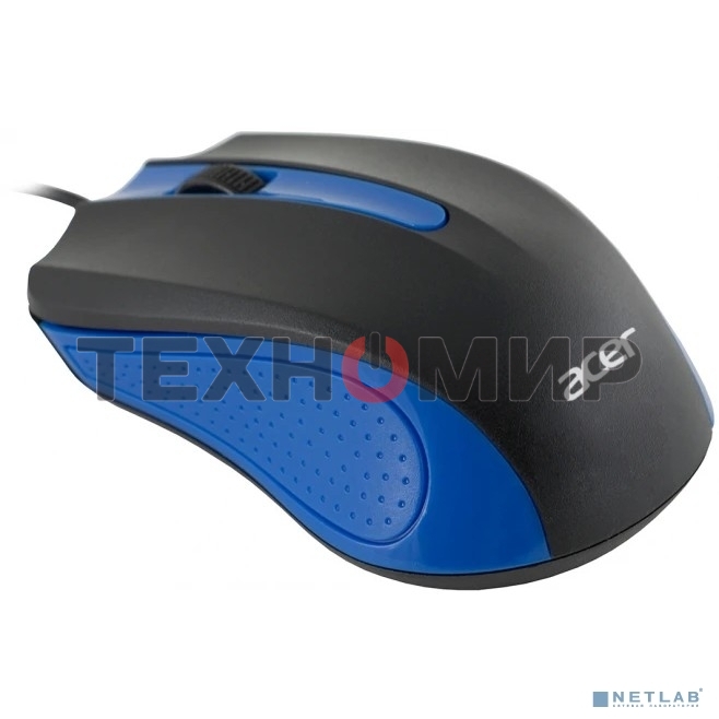 Мышь проводная Acer OMW011 черный/синий, 1200 dpi, USB, кнопки - 3