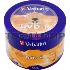Диск DVD-R Verbatim 4.7Gb 16x Cake Box (50шт) (43731)