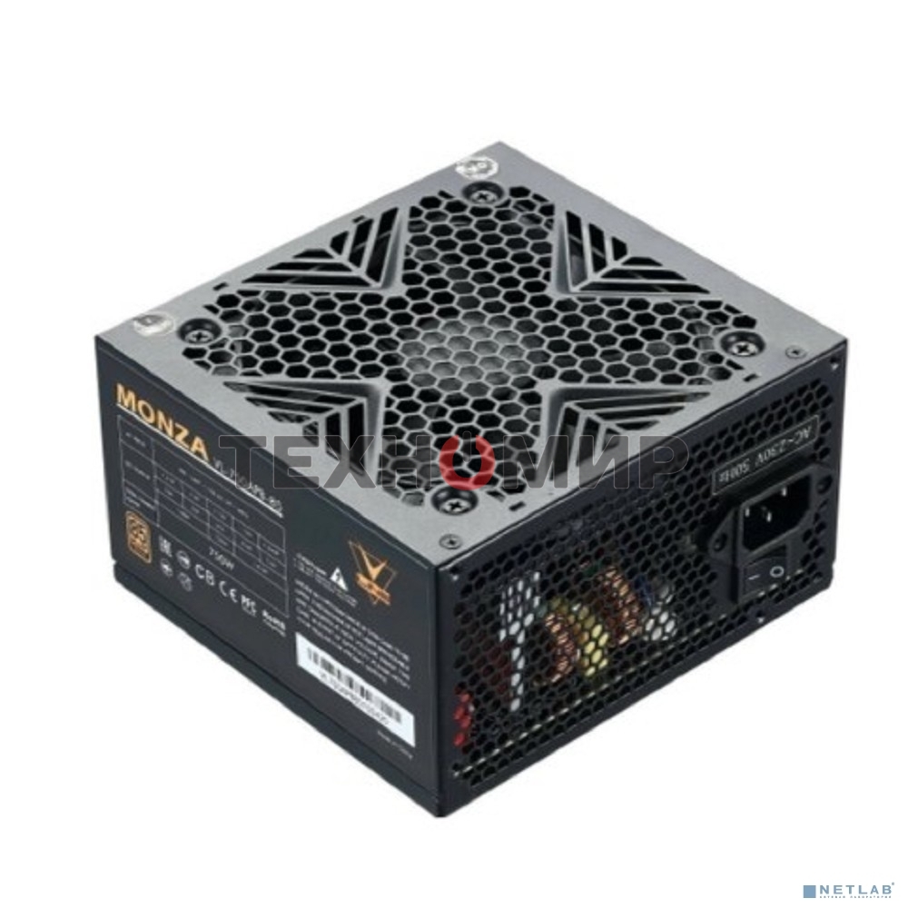 Блок питания Aerocool/Formula ATX 750W MONZA VL-750APB-85 80+ bronze (24+4+4pin) APFC 120мм fan 7xSATA RTL