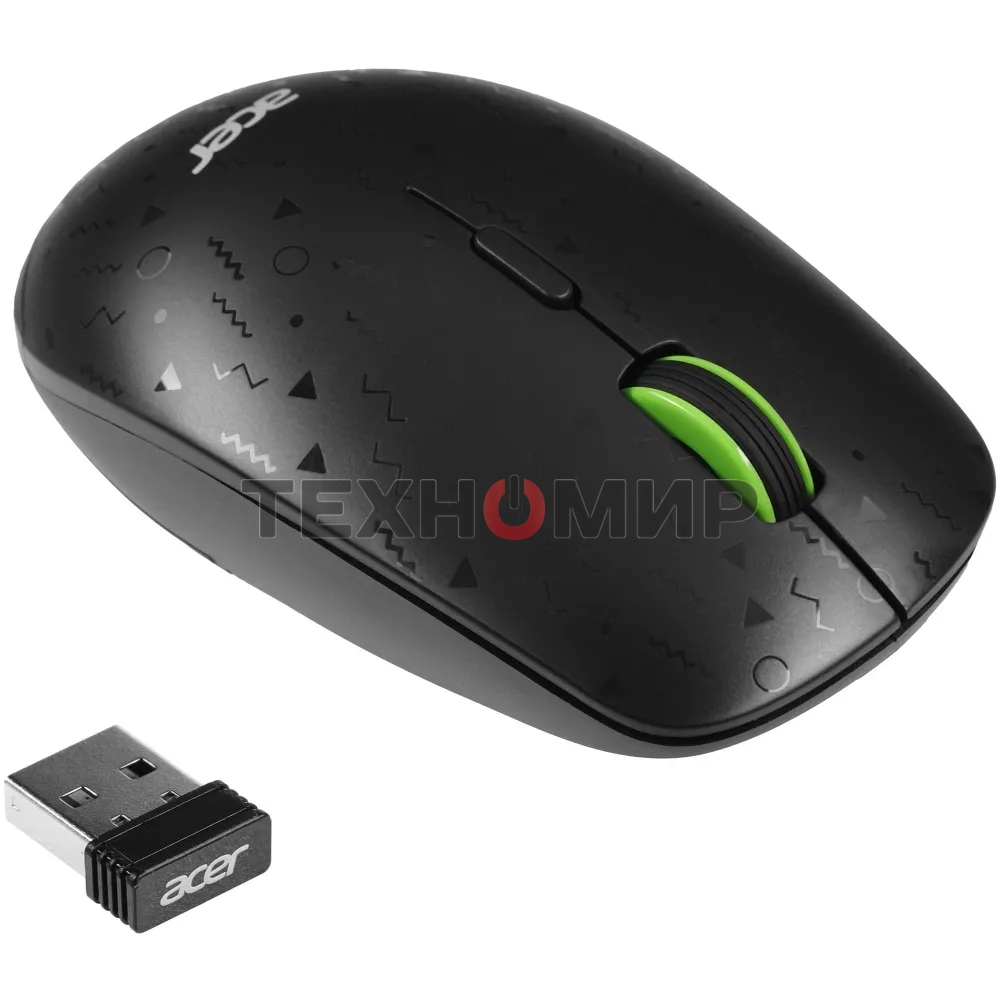 Мышь беспроводная Acer OMR307 черный, 1600 dpi, радиоканал, USB, кнопки - 4