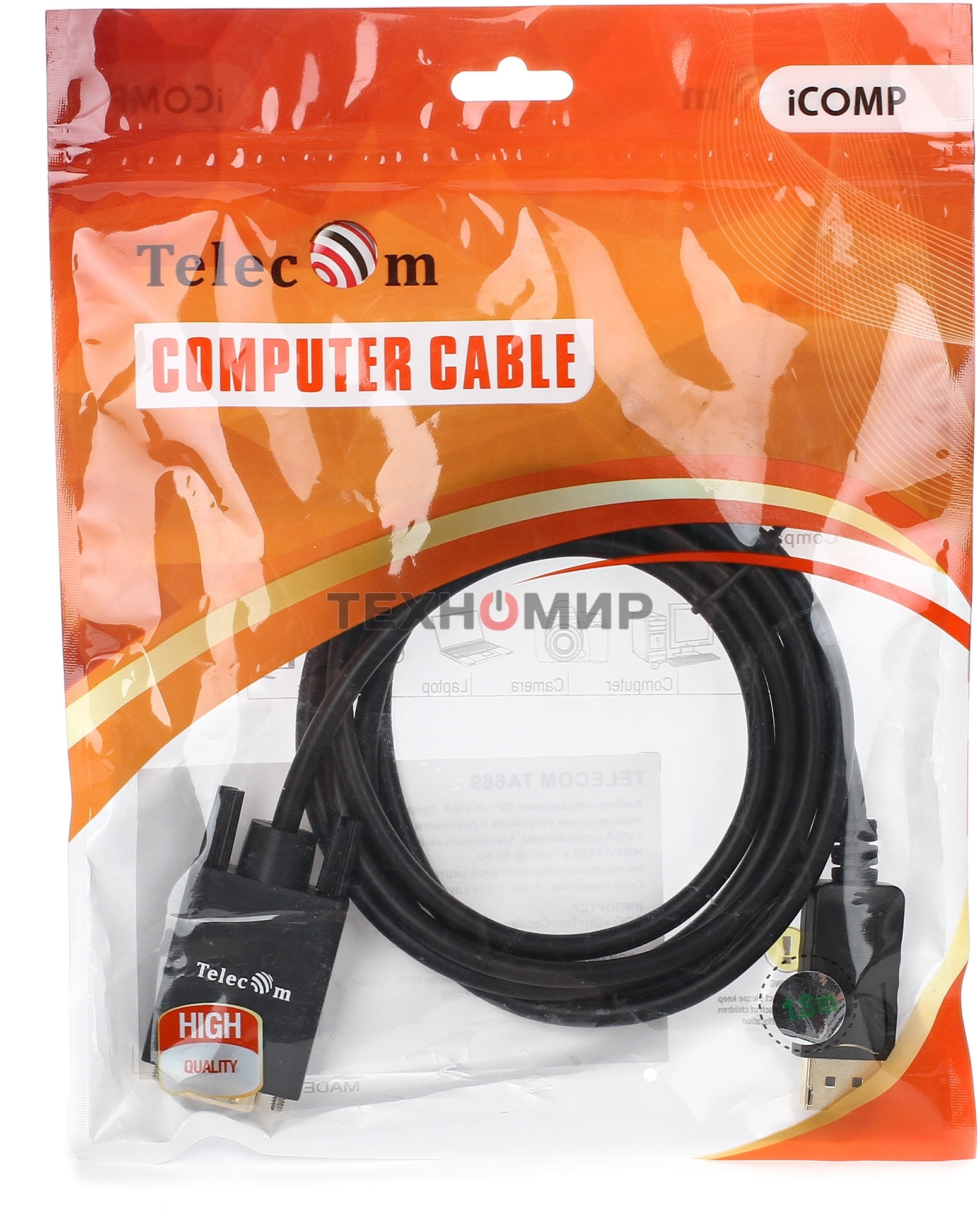 Кабель-переходник DP --> VGA_M/M 1,8м Telecom