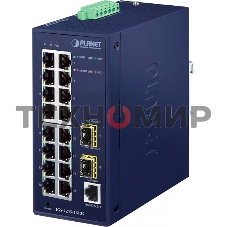 Коммутатор PLANET IGS-4215-16T2S IP30 Industrial L2/L4 16-Port 10/100/1000T + 2-Port 100/1000X SFP Managed Switch (-40~75 degrees C, dual redundant power input on 12~48VDC/24VAC terminal block)