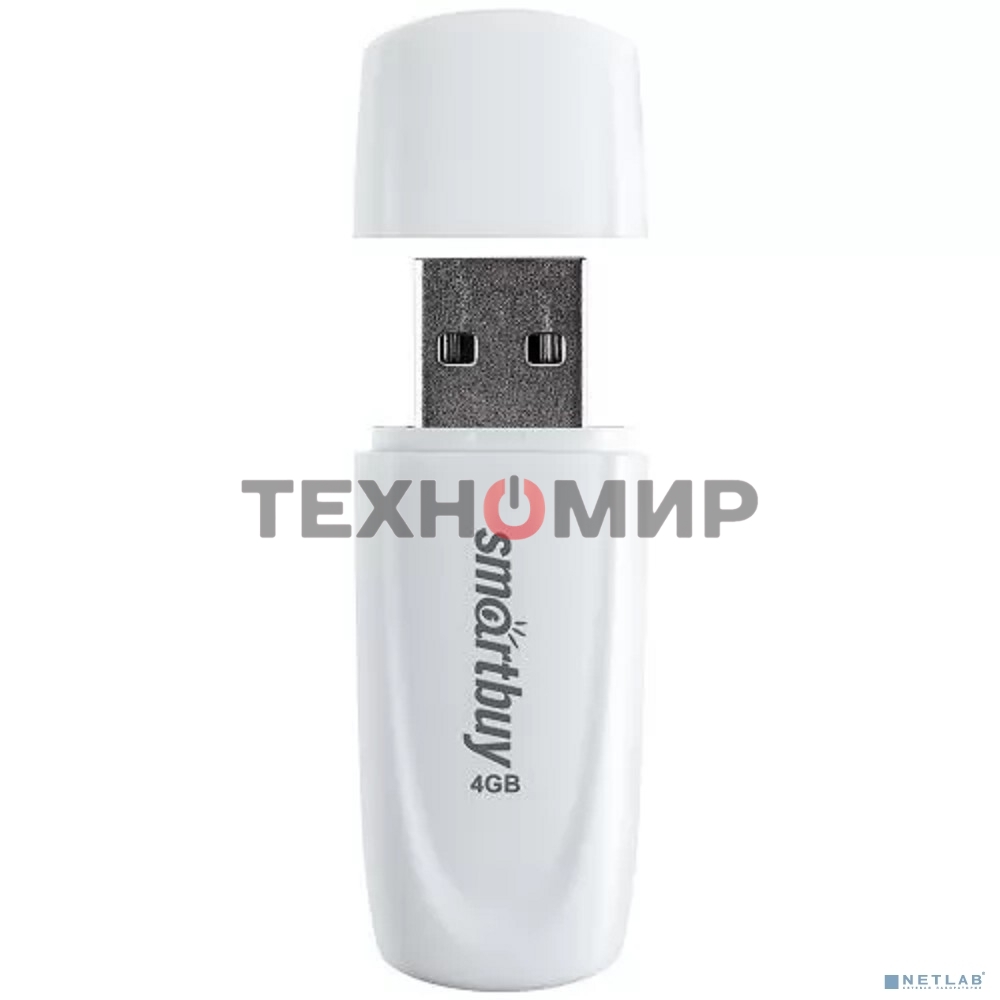 Флешка USB Smartbuy Scout White (SB004Gb2SCW), 4Gb, USB 2.0, R/W 12/5, белый