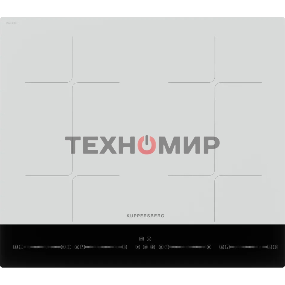 Варочная поверхность Kuppersberg ICI 622 W, индукция, High-Tech, прямой край, 9 уровней мощности, бустер, Stop and Go, Flexi-zone, автоматическое отключение, таймер, авто программы, индикатор остаточного тепла, сенсорное управление, цвет белый