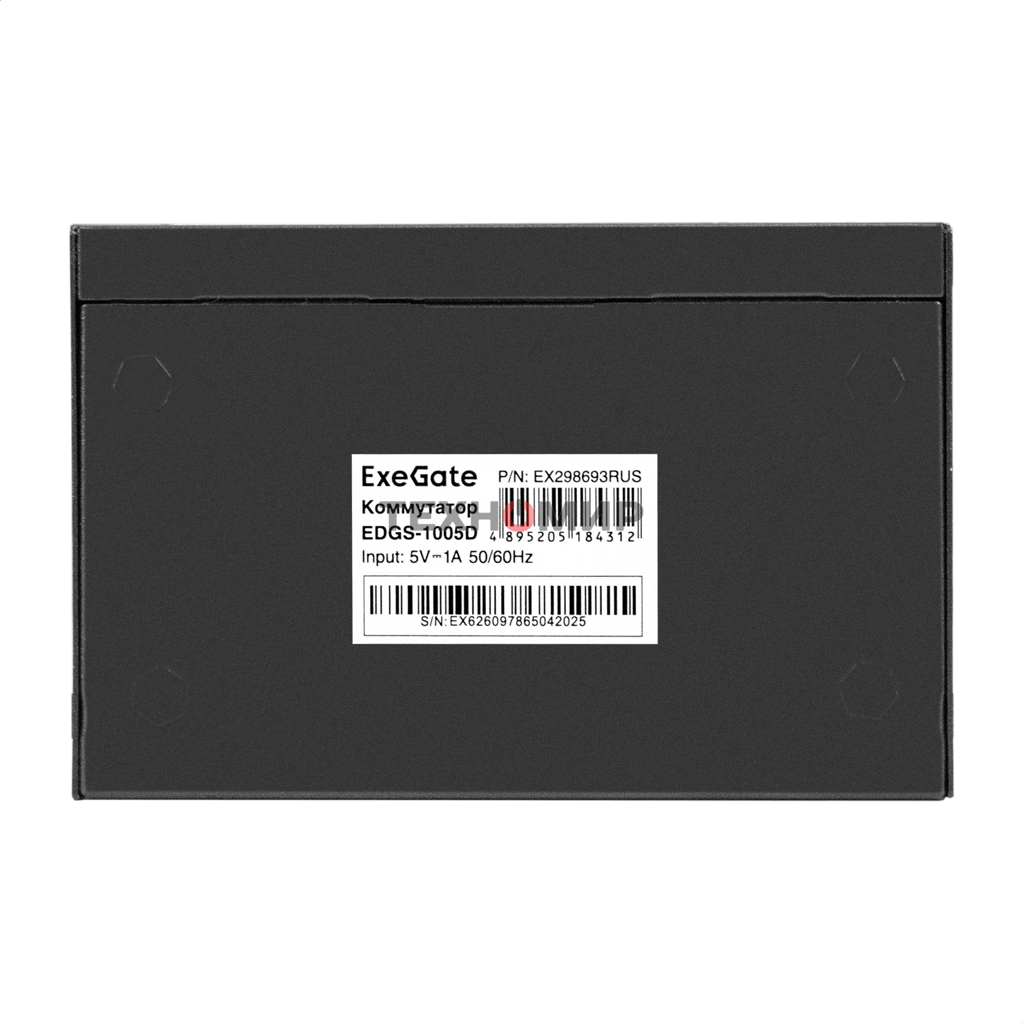 Коммутатор неуправляемый ExeGate EDGS-1005D (5-портовый гигабитный UTP 10/100/1000 Base-T, металлический корпус, с функцией энергосбережения (Green Ethernet Technology), настольный)