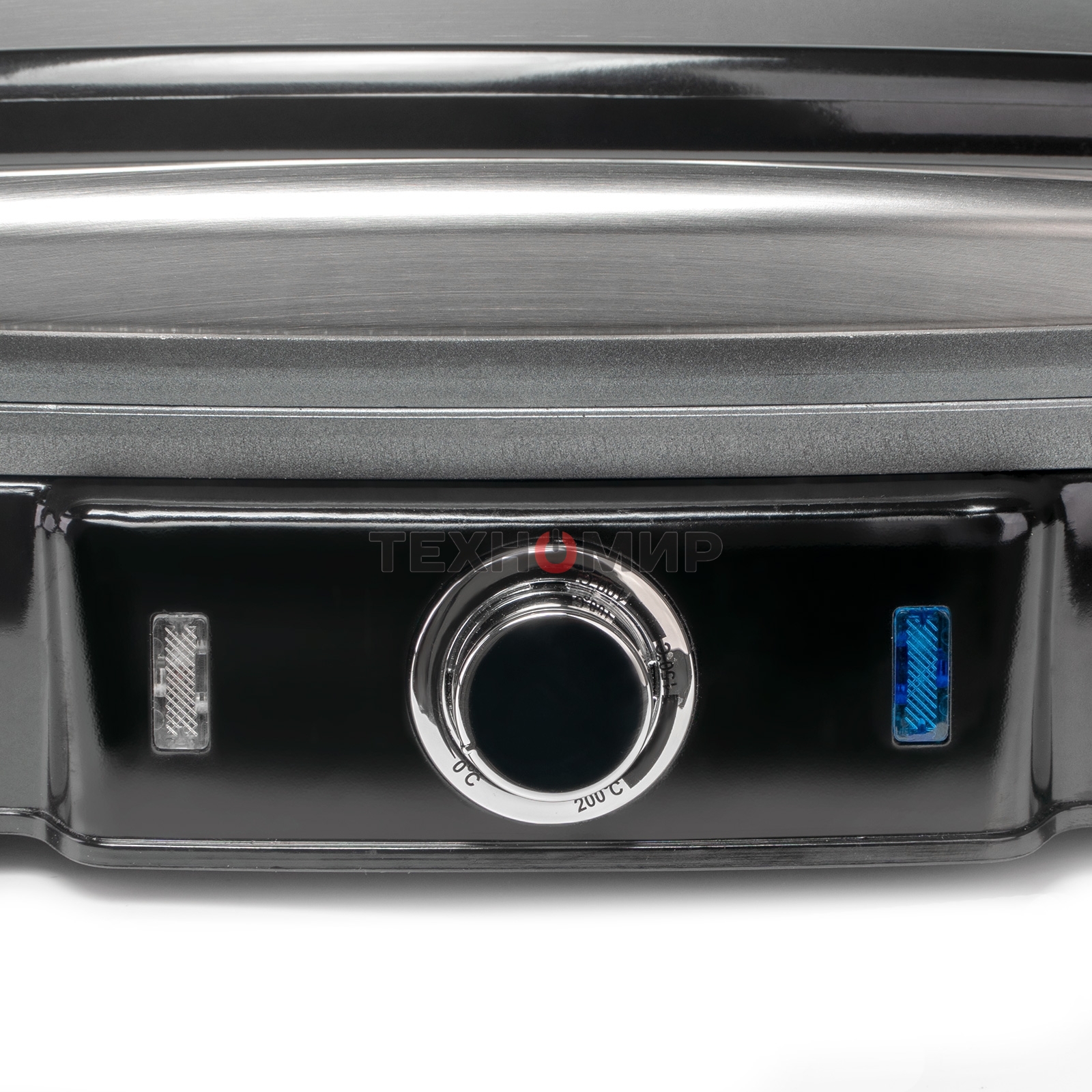 Гриль электрический Galaxy Line GL 2961, черный с серебристым, механическое управление, 2200 Вт, мраморное керамическое покрытие рабочей поверхности, корпус из нержавеющей стали, индикаторы сети и нагрева, регулятор температуры, лопатка и емкости для сбор