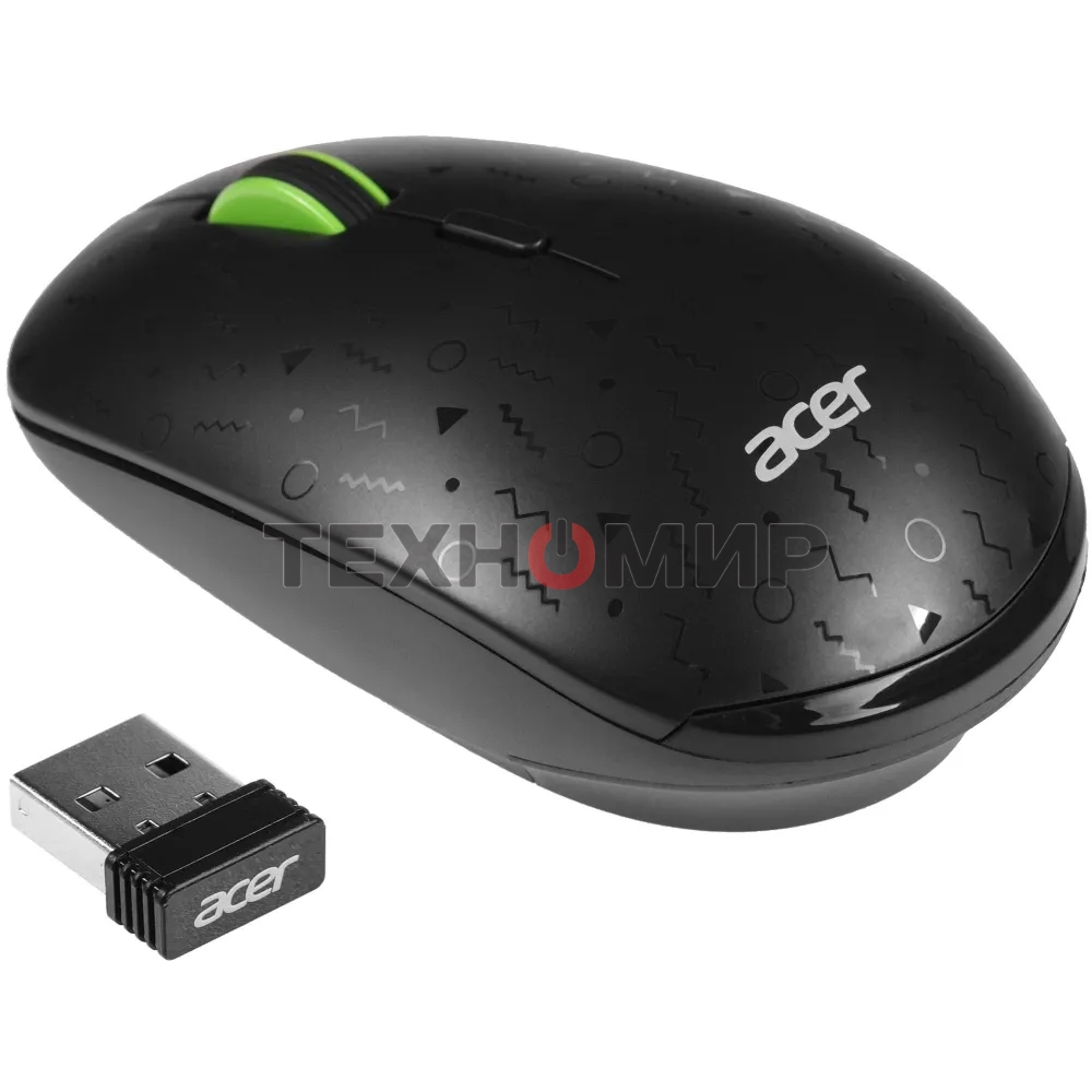 Мышь беспроводная Acer OMR307 черный, 1600 dpi, радиоканал, USB, кнопки - 4