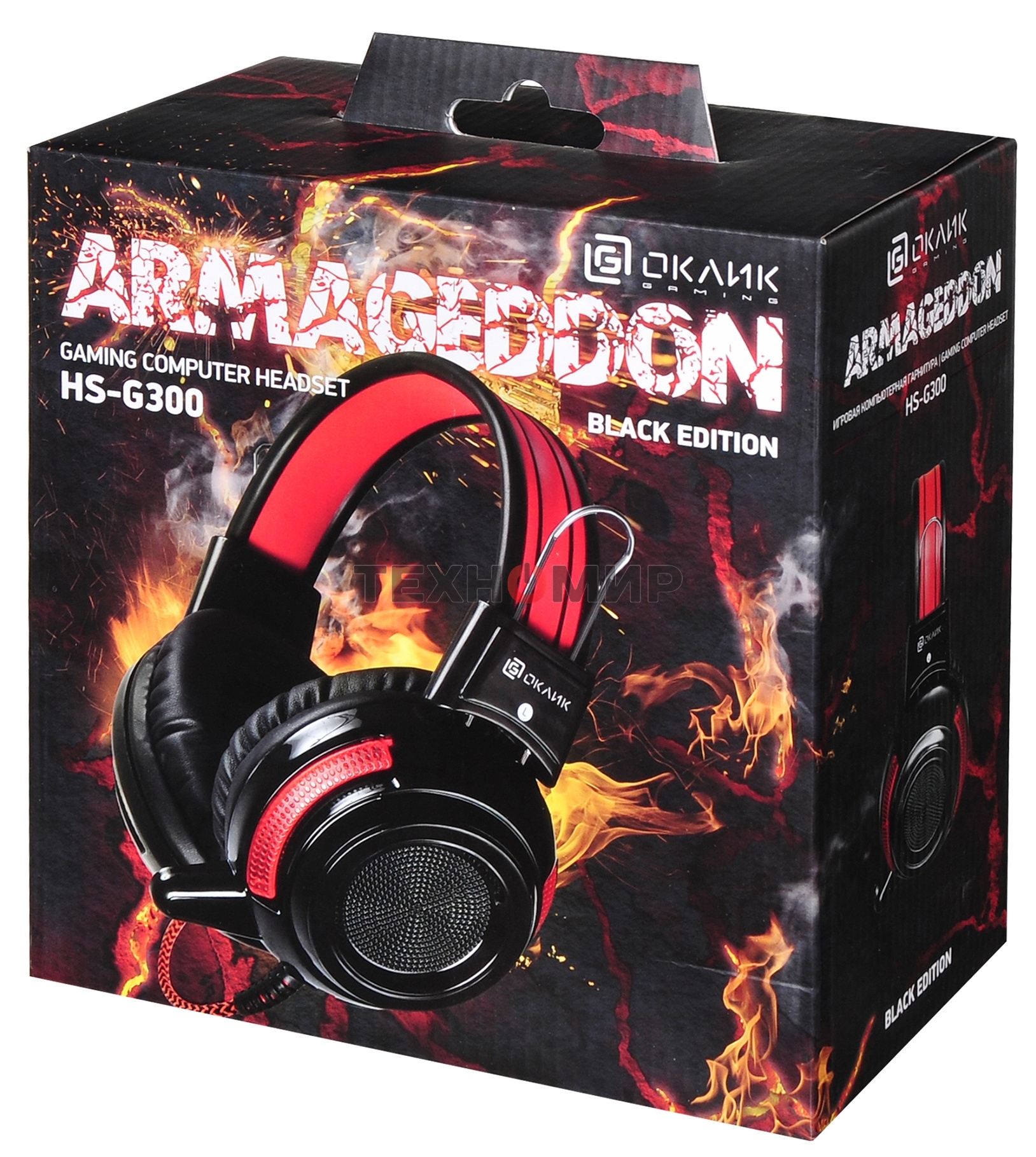 Наушники Oklick HS-G300 черный/красный 2.2 м мониторы оголовье (AH-V1)