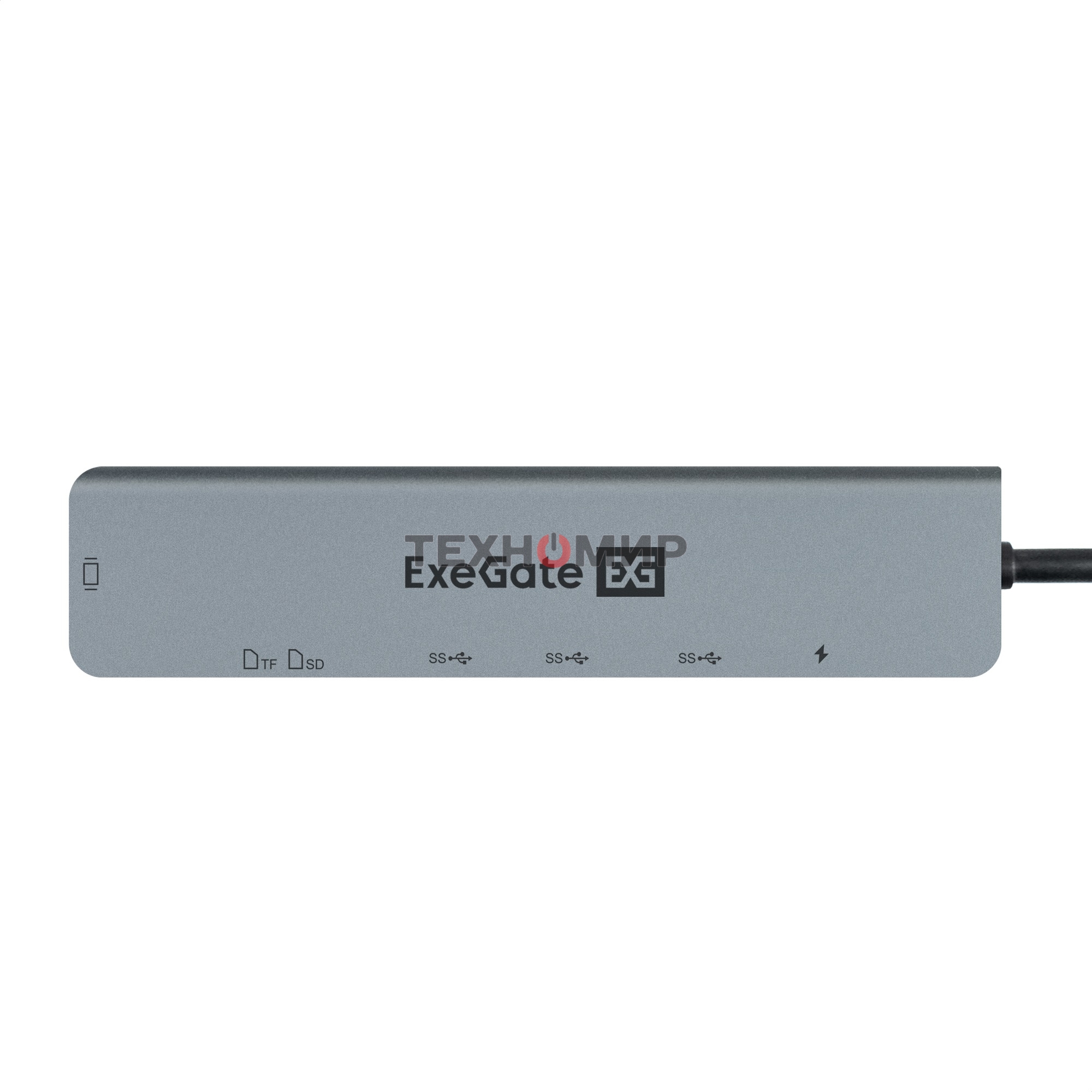 USB-концентратор ExeGate EX293983RUS DUB-21C/PD/CR/H (кабель-адаптер USB Type-C --> 2xUSB3.0 + Card Reader + PD 100W + HDMI 4K@60Hz, Plug&Play, серый)