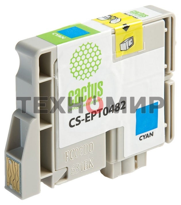 Картридж струйный Cactus CS-EPT0482 голубой (14.4 мл) для Epson Stylus Photo R200/R220/R300/R320/R340/RX500/RX600/RX620/RX640
