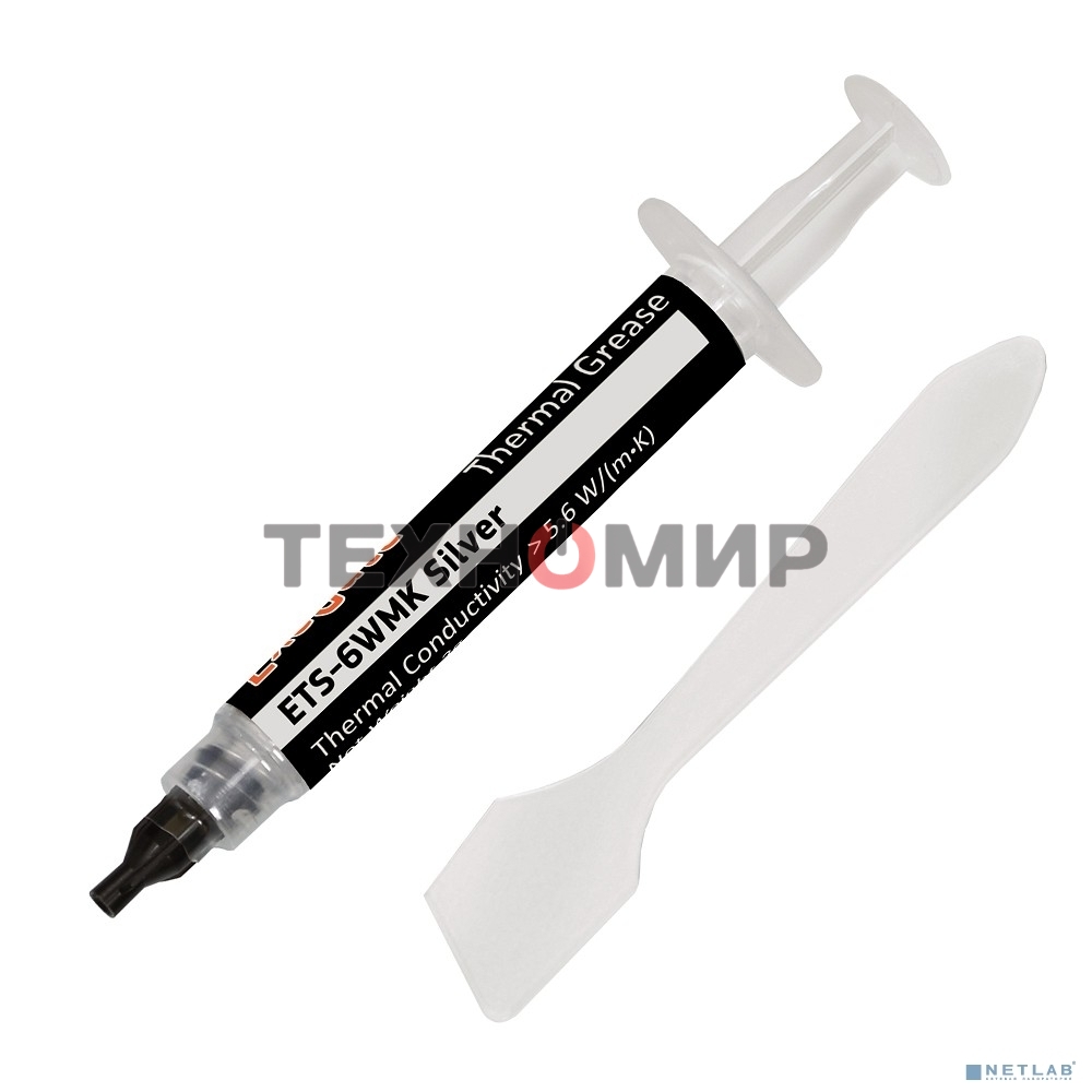 Термопаста ExeGate ETS-6WMK Silver, шприц с лопаткой, 2г