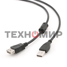 Кабель Gembird PRO USB 2.0 удлинительный 1.8м AM/AF позол.конт., фер.кол., пакет