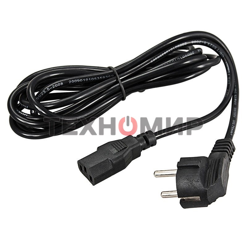 Шнур сетевой Rexant евровилка угловая - евроразъем С13, кабель 3x0,75 мм², длина 1,8 метра (PE пакет)