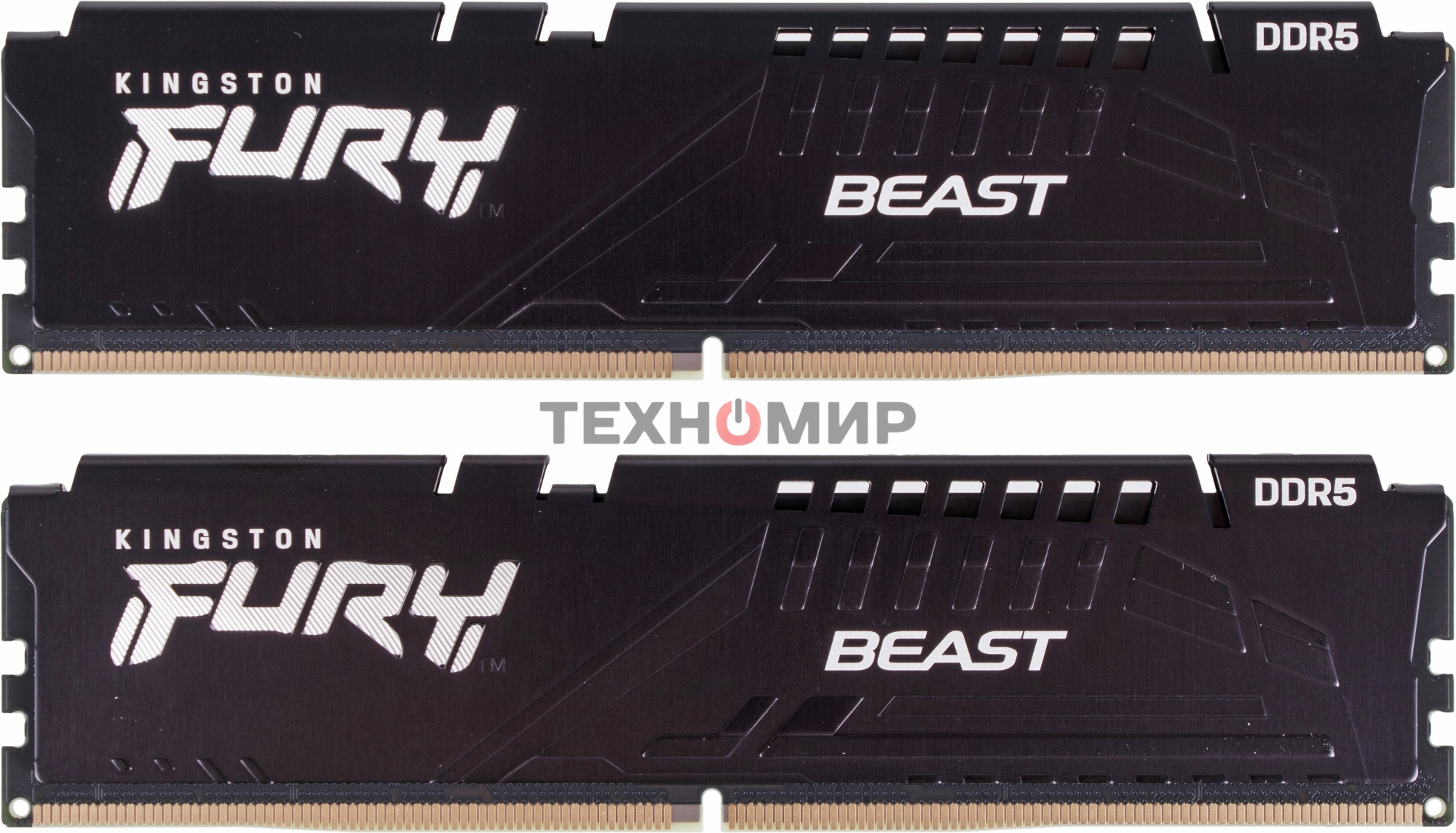 Оперативная память Kingston Fury Beast, DDR5, 32GB (2x16GB), 5200MHz, CL40, DIMM, радиатор, черный