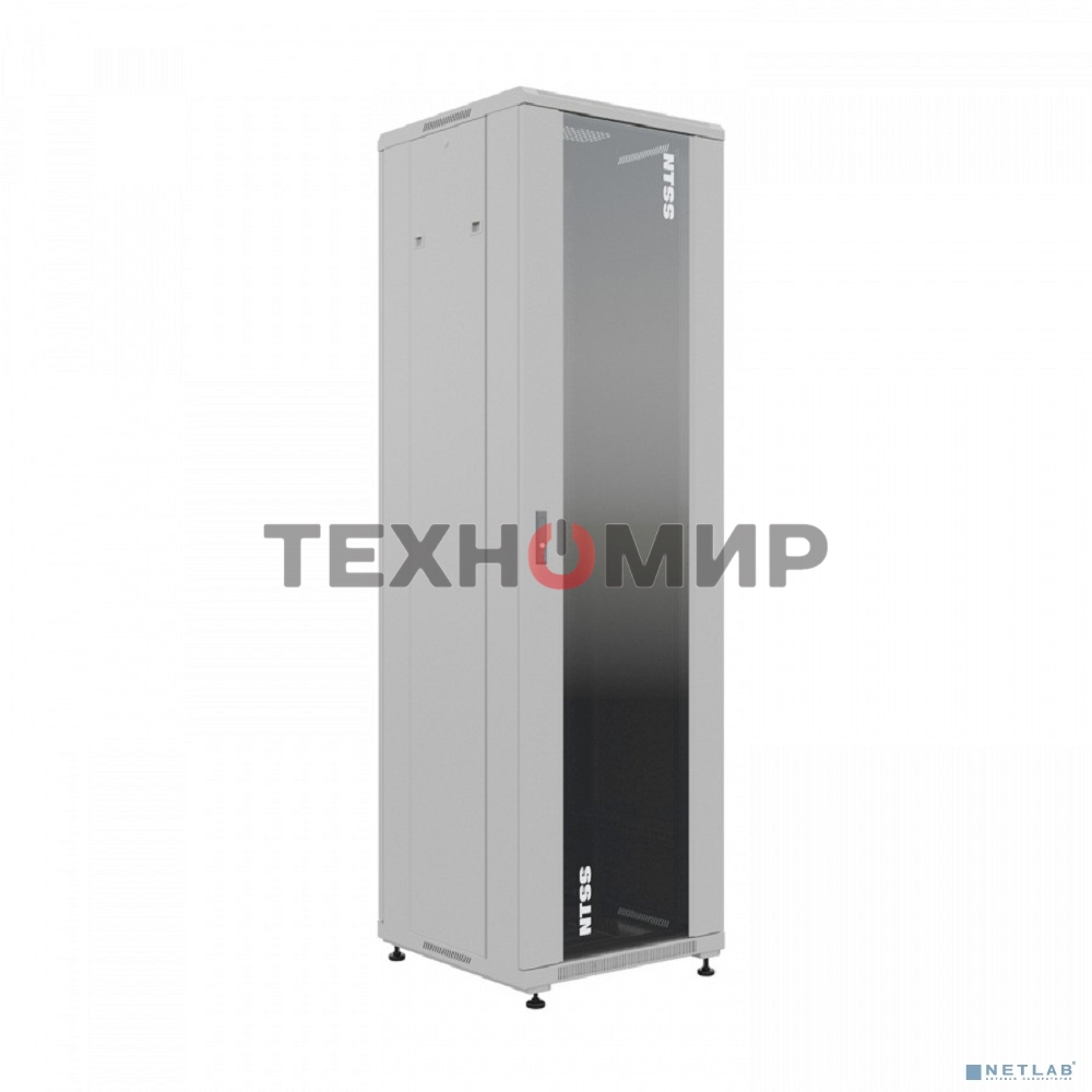 Шкаф серверный NTSS Премиум (NTSS-R42U6060GS) напольный 42U 600x600 мм пер. дв. стекл. металл 900 кг серый IP20 сталь