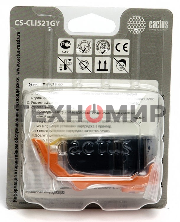 Картридж струйный Cactus CS-CLI521GY серый (8,4 мл) для Canon MP980/MP990