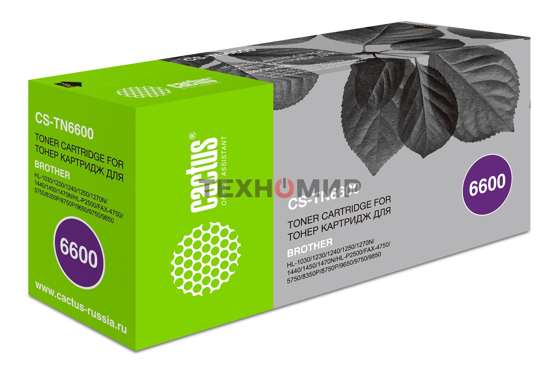 Картридж лазерный Cactus CS-TN6600 черный (6000 стр.) для Brother HL-1030/1230/1240/1250/1270N/1440/1450/1470N